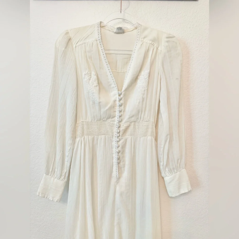 Vintage 1970s Wedding Dress -  Gunne Sax Style Cottagecore Wedding Dress Size 2 - Picture 4 of 10